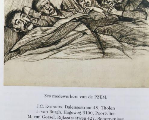 Watersnood tekening 6 mensen